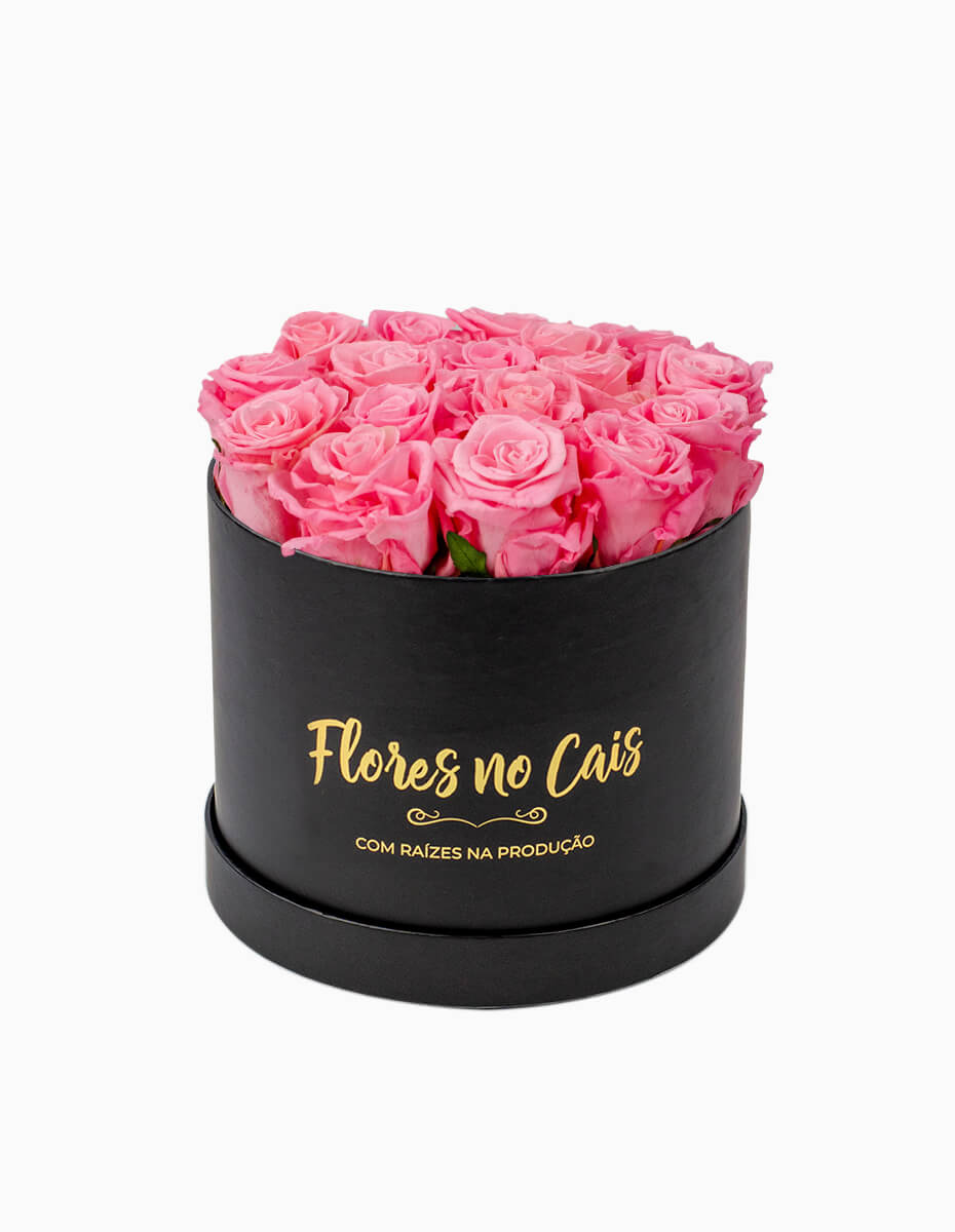 Caixa de Rosas Cor-de-Rosa Preservadas