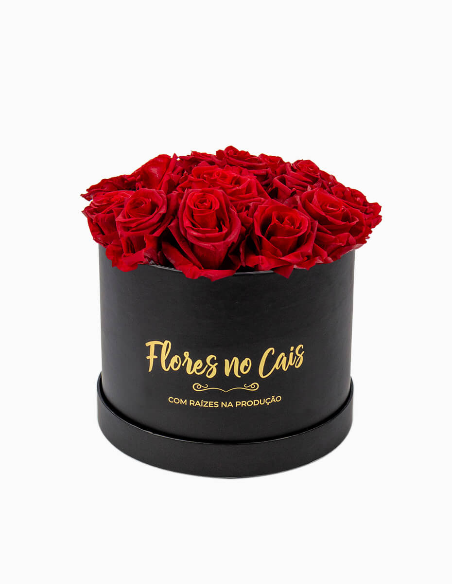 Caixa de Rosas Vermelhas Preservadas